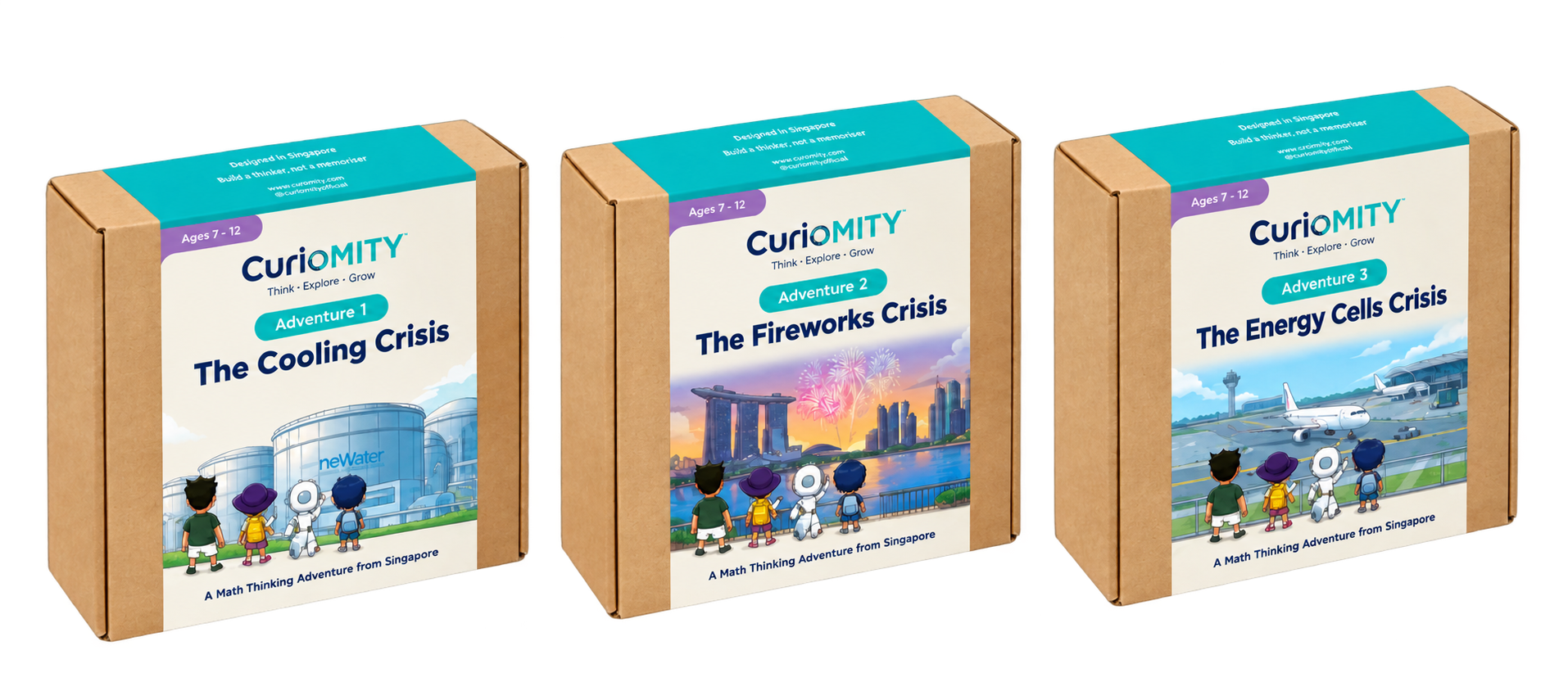 The Cooling Crisis, The Fireworks Crisis and The Energy Cells Crisis adventure boxes