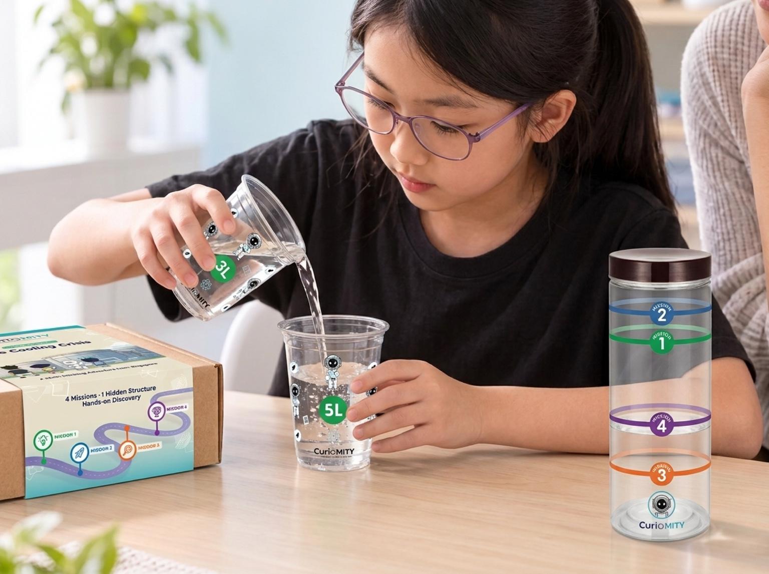 A child exploring a CurioMITY water challenge